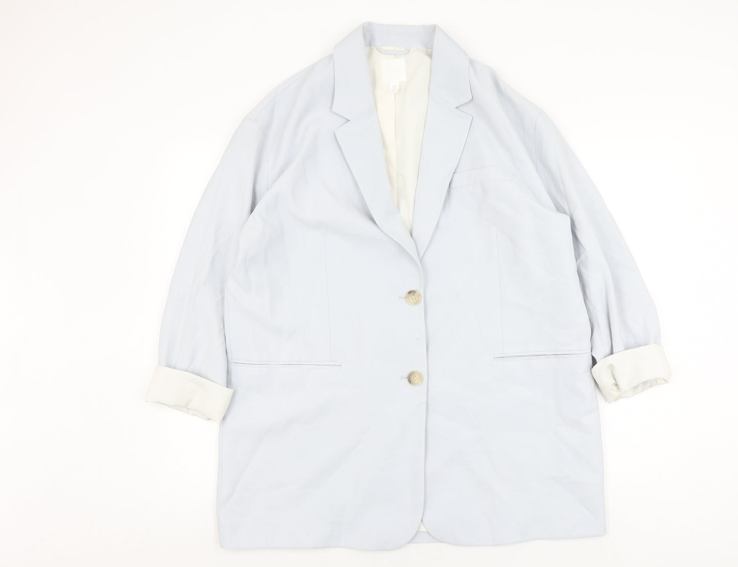 H&M Women's White Blazer S, Single Breasted, Viscose