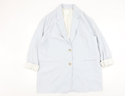 H&M Women's White Blazer S, Single Breasted, Viscose