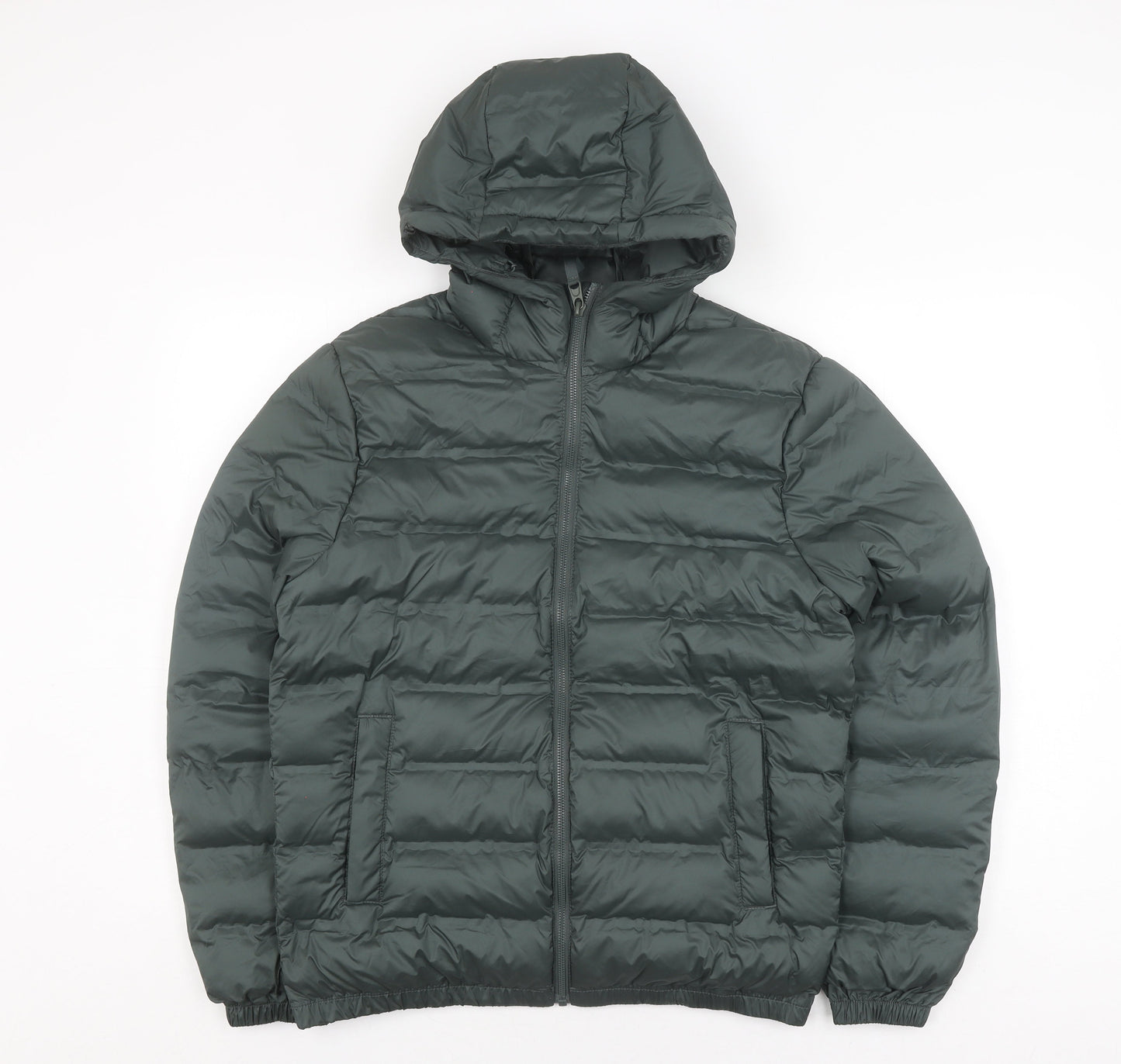 Zara Men's Green Puffer Jacket XS Hooded Winter
