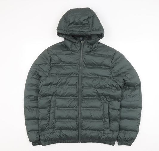 Zara Men's Green Puffer Jacket XS Hooded Winter