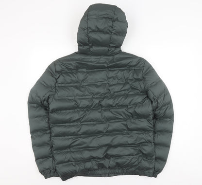 Zara Men's Green Puffer Jacket XS Hooded Winter