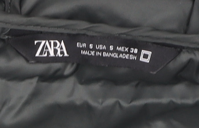 Zara Men's Green Puffer Jacket XS Hooded Winter