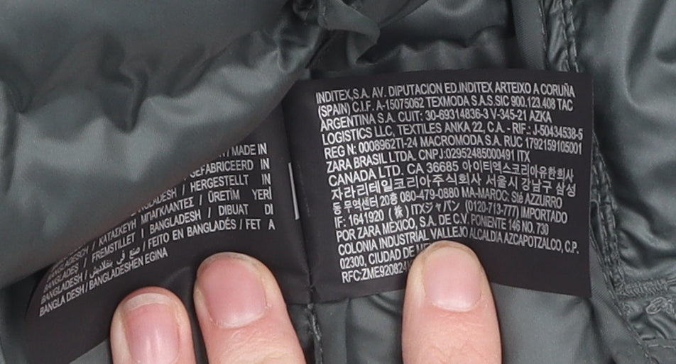 Zara Men's Green Puffer Jacket XS Hooded Winter