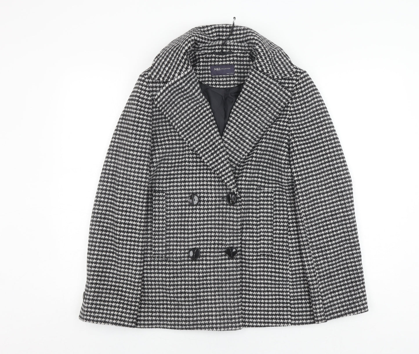 Womens UK Size 8 Marks and Spencer Black Pea Coat
