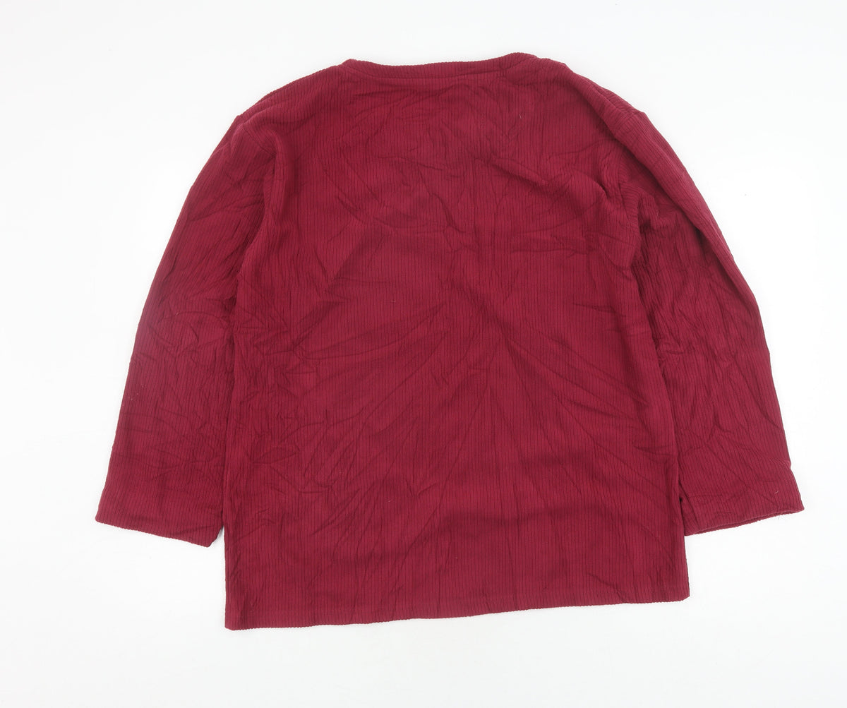Back view of Champion unisex red pullover sweatshirt m v-neck casual