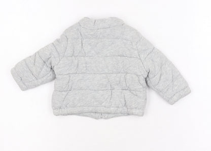 Baby Gap Unisex Grey Puffer Jacket 0-6 Months Cotton