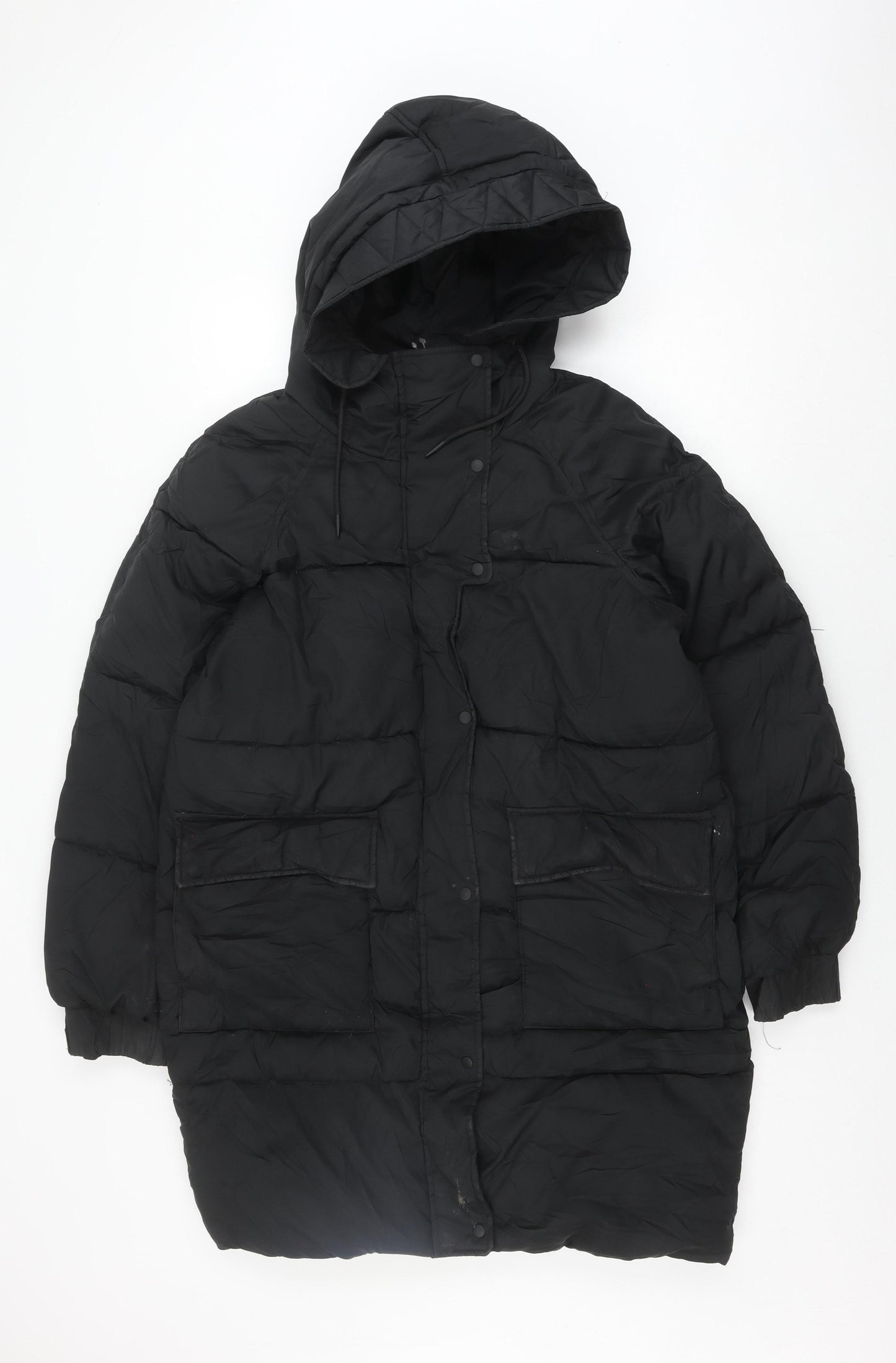 H&M Women's Black XS Puffer Jacket Hooded Winter Coat
