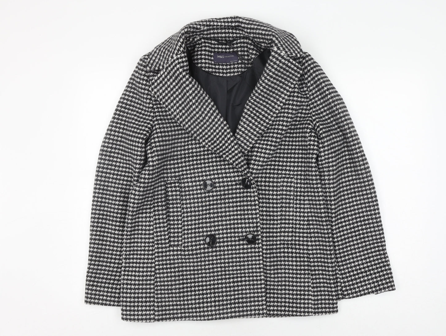 Womens UK Size S Marks and Spencer Black Pea Coat