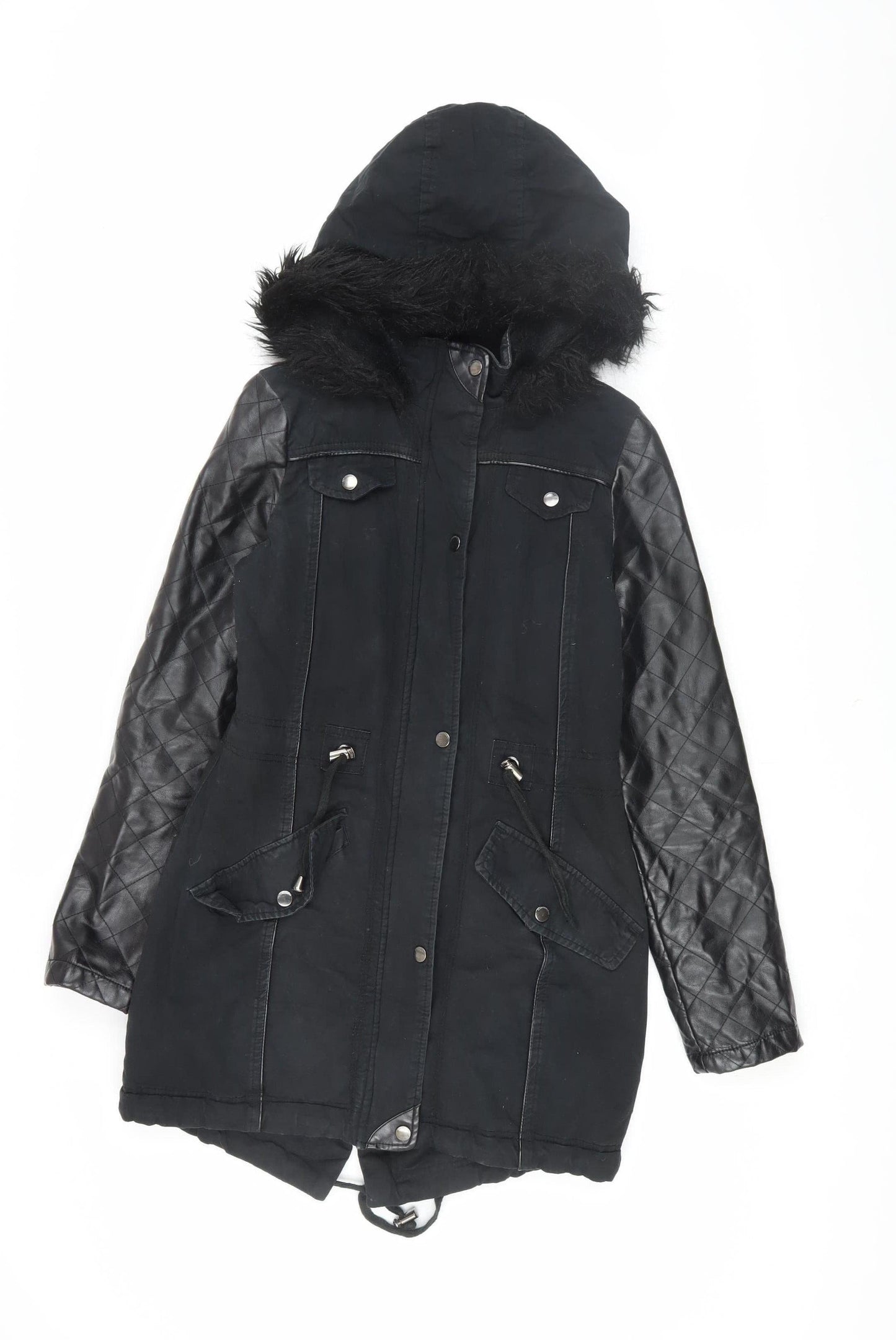 Womens UK Size XS Brave Soul Black Parka Coat