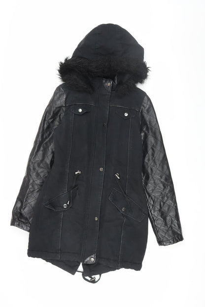Womens UK Size XS Brave Soul Black Parka Coat