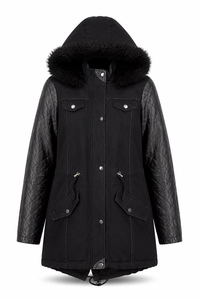 Womens UK Size XS Brave Soul Black Parka Coat
