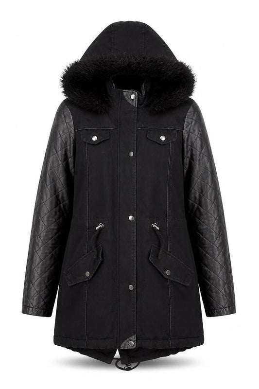 Womens UK Size XS Brave Soul Black Parka Coat