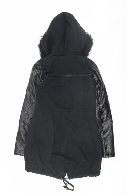 Womens UK Size XS Brave Soul Black Parka Coat
