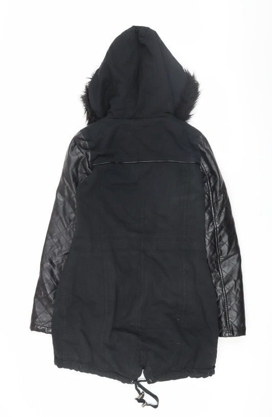 Womens UK Size XS Brave Soul Black Parka Coat
