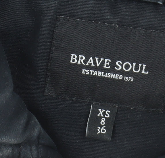 Womens UK Size XS Brave Soul Black Parka Coat