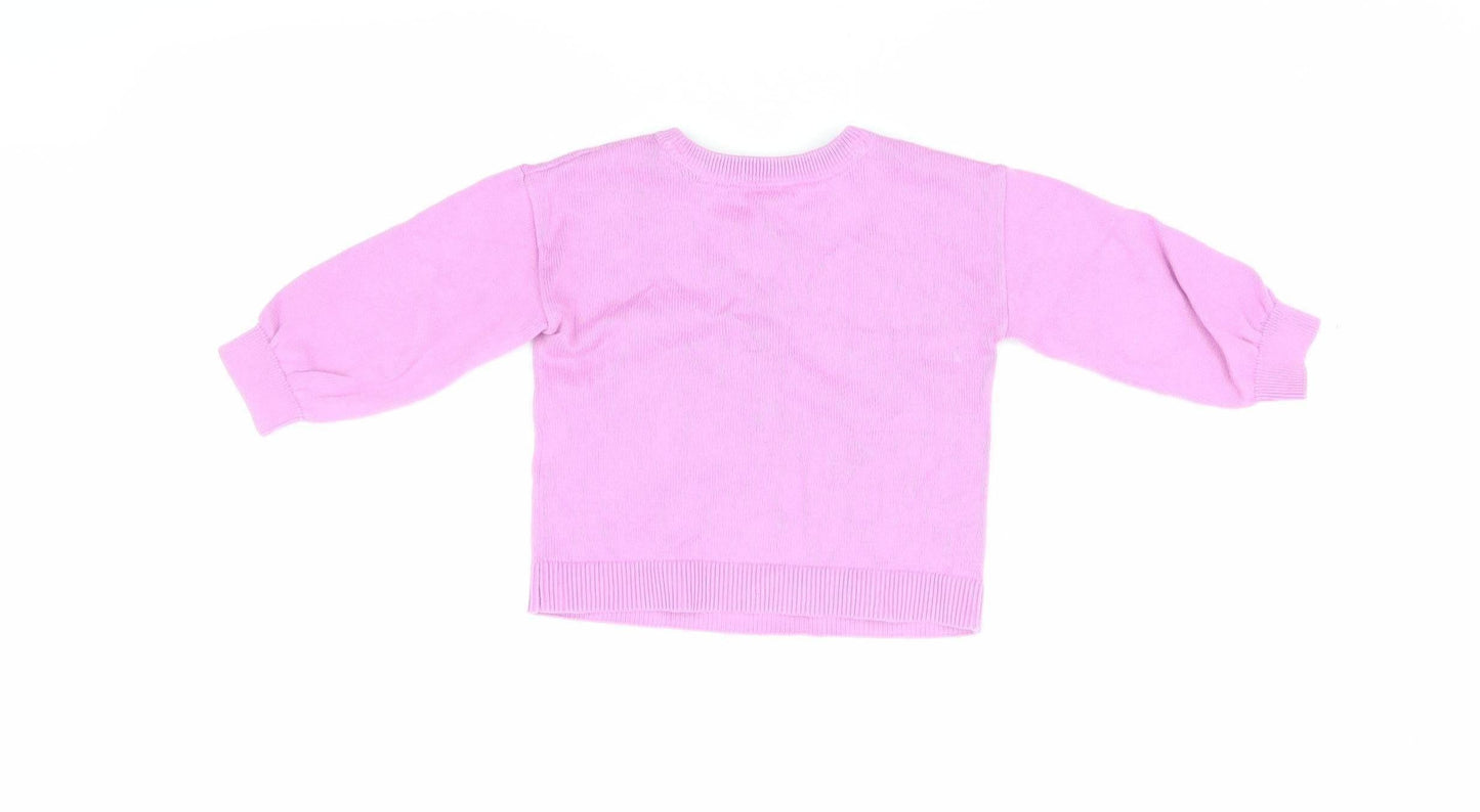 Gap Girls Pink Animal Pullover Jumper, 3 Years, Cotton