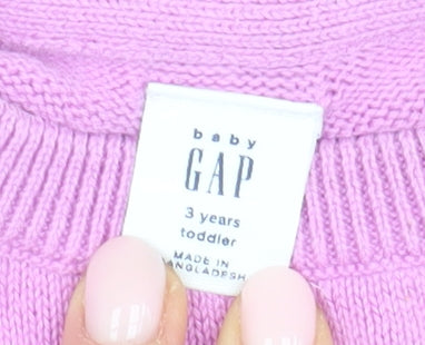 Gap Girls Pink Animal Pullover Jumper, 3 Years, Cotton