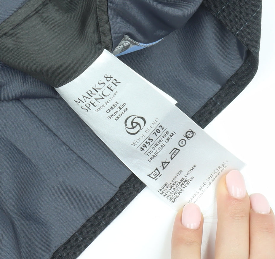 Mens UK Size 38 Marks and Spencer Regular Grey Suit Jacket