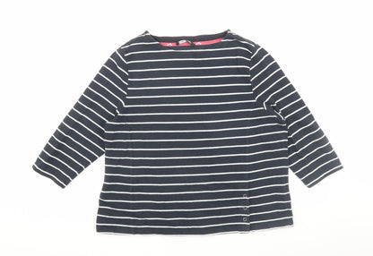 Betty Barclay Women's Black Striped T-Shirt Size 16