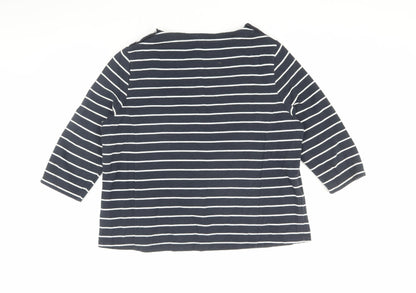 Betty Barclay Women's Black Striped T-Shirt Size 16