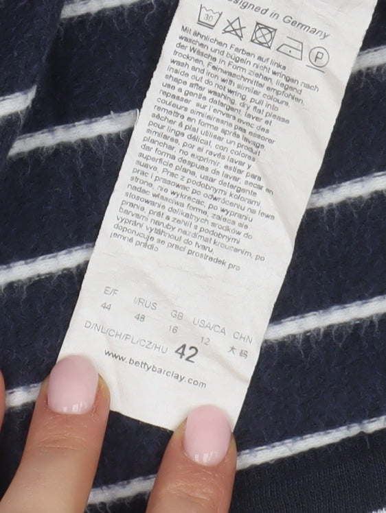 Betty Barclay Women's Black Striped T-Shirt Size 16