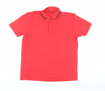 HUGO Men’s Red Polo Shirt, Large, Logo Detail