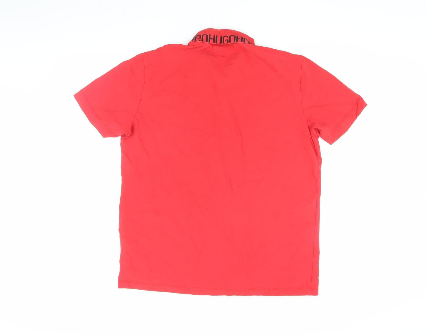 HUGO Men’s Red Polo Shirt, Large, Logo Detail