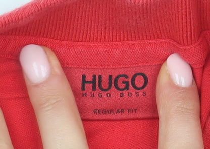 HUGO Men’s Red Polo Shirt, Large, Logo Detail