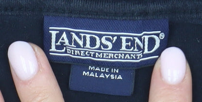 Womens UK Size S Lands' End Black Basic T-Shirt