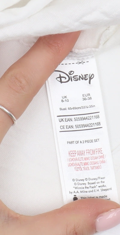 Womens UK Size 8 Disney White Basic T-Shirt