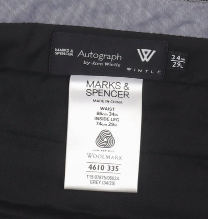 Marks and Spencer Grey Wool Men's Dress Pants Size 34