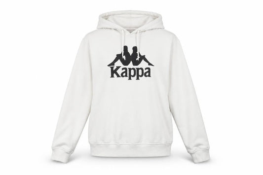 Front view of Kappa unisex white hoodie m, cotton blend, casual
