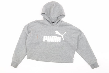 Puma Girls Grey Pullover Hoodie - 11-12 Years, Logo, Casual
