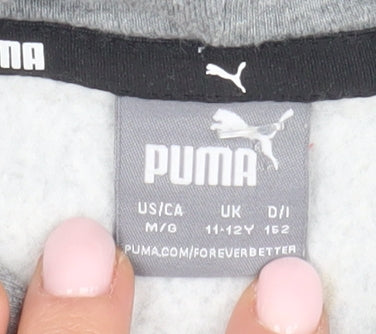 Puma Girls Grey Pullover Hoodie - 11-12 Years, Logo, Casual