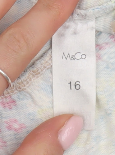 M&Co Women’s Floral T-Shirt, Size 16, Multicoloured