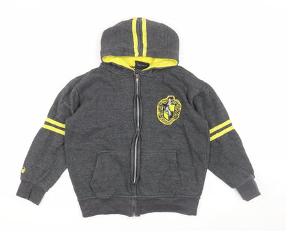 Harry Potter Boys Grey XS Full Zip Hoodie Hufflepuff Design