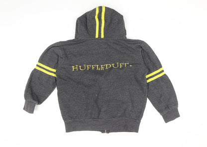 Harry Potter Boys Grey XS Full Zip Hoodie Hufflepuff Design