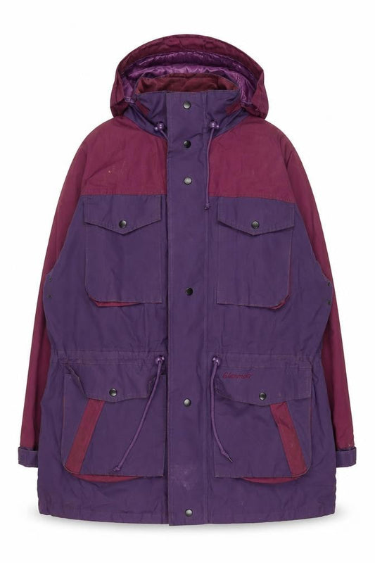 Front view of Glenmoor unisex purple parka jacket, size M, winter casual
