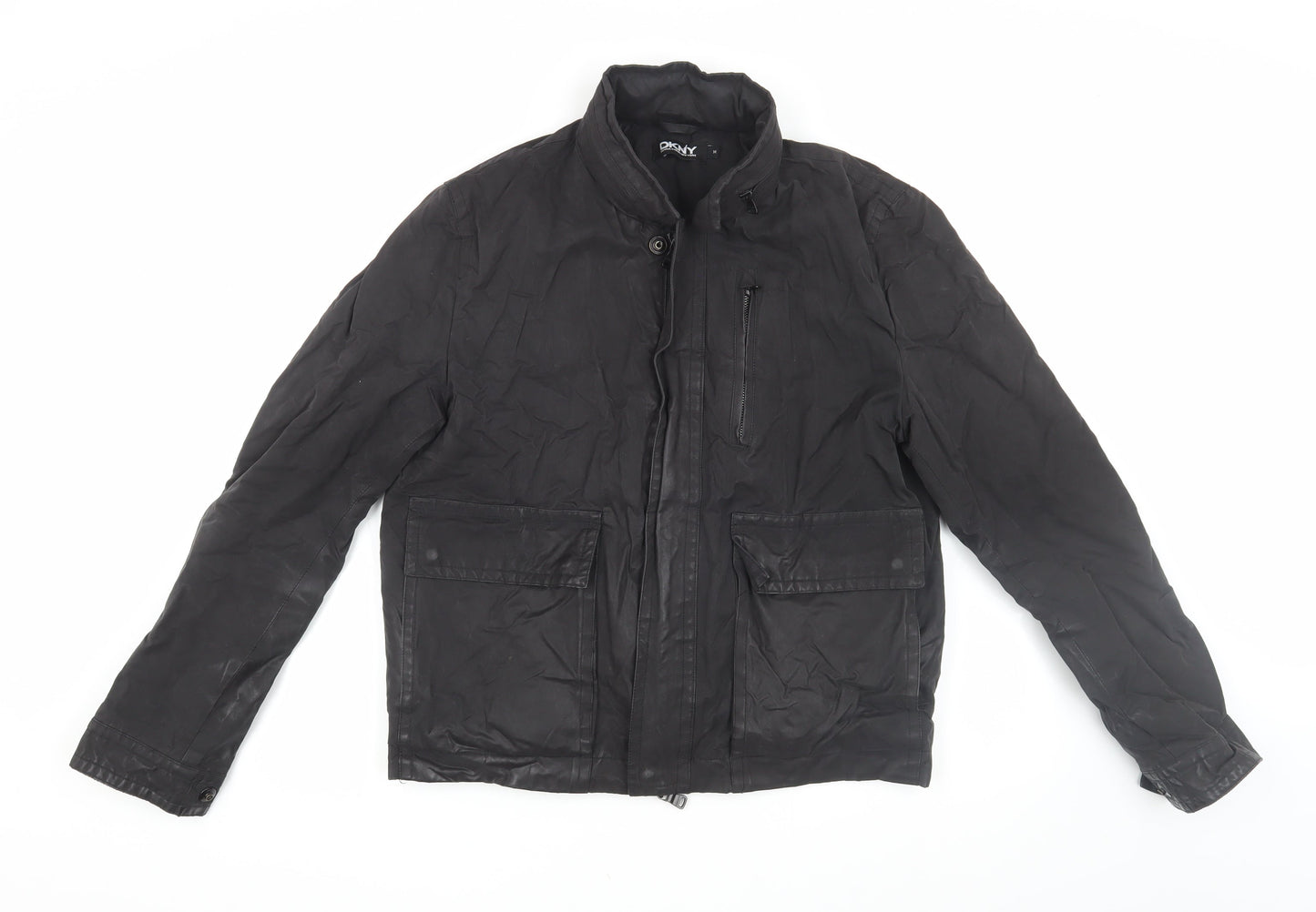 Mens UK Size M DKNY Black Biker Coat