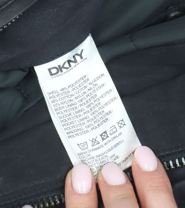 Mens UK Size M DKNY Black Biker Coat