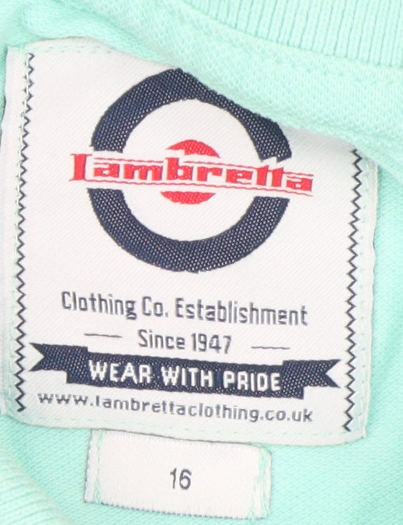 Lambretta Boys Green Polo Shirt - Size 16, Stylish & Breathable