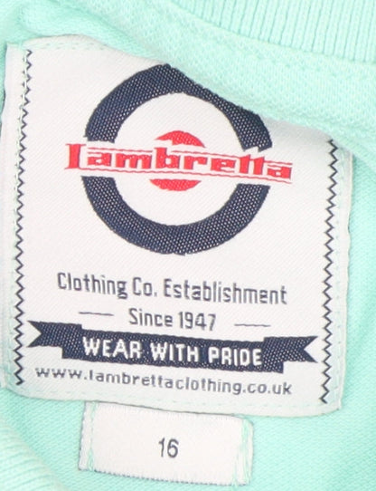 Lambretta Boys Green Polo Shirt - Size 16, Stylish & Breathable