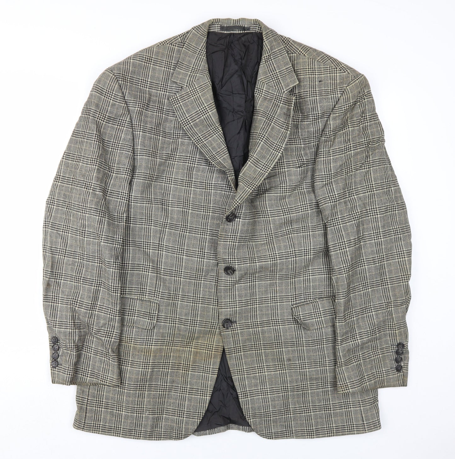 Atelier Torino Men's Grey Check Wool Blazer 41