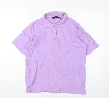 Womens UK Size L Isle Essentials Purple Basic Polo