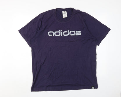 Adidas Men's Blue Graphic Logo T-Shirt, Size L