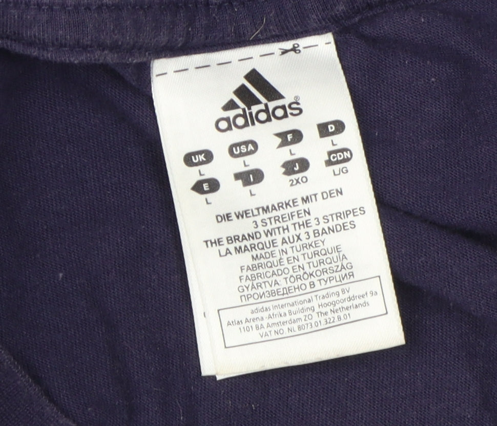 Adidas Men's Blue Graphic Logo T-Shirt, Size L