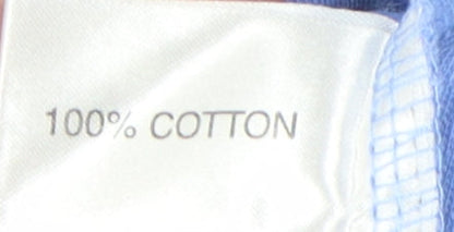 EWM Women's Blue Floral Embroidered T-Shirt, Size 10-12