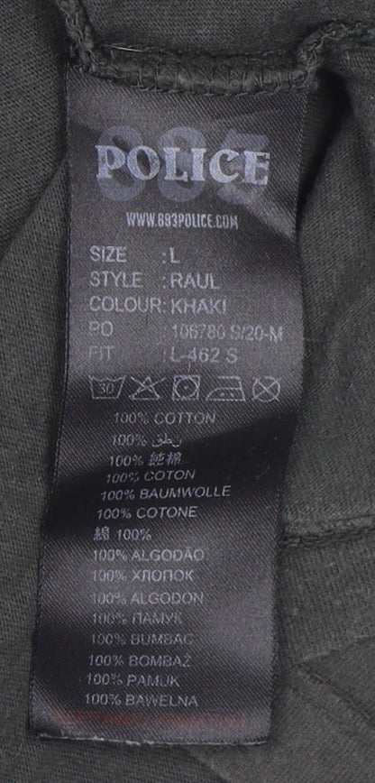 Police Men's Green L Cotton Short Sleeve T-Shirt