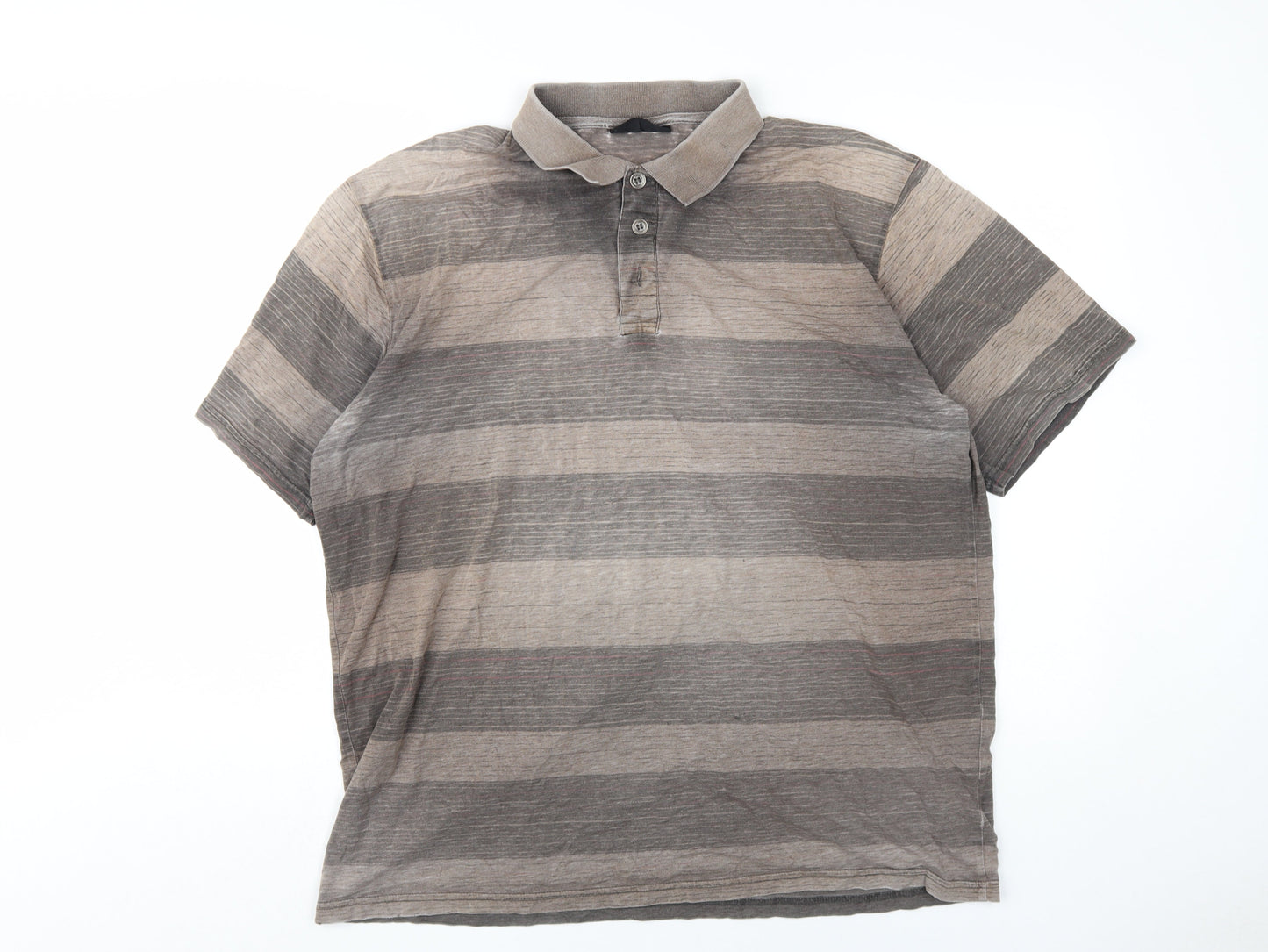Chisel Men's Beige Striped Polo XXL, Cotton Blend