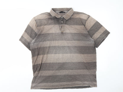 Chisel Men's Beige Striped Polo XXL, Cotton Blend